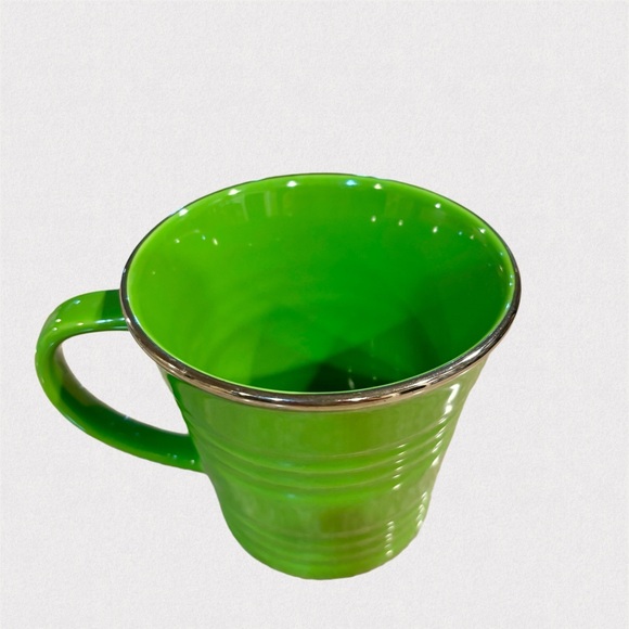 Starbucks 2007 Green sand pail bucket mug cup with silver rim. 14 oz - Picture 3 of 5